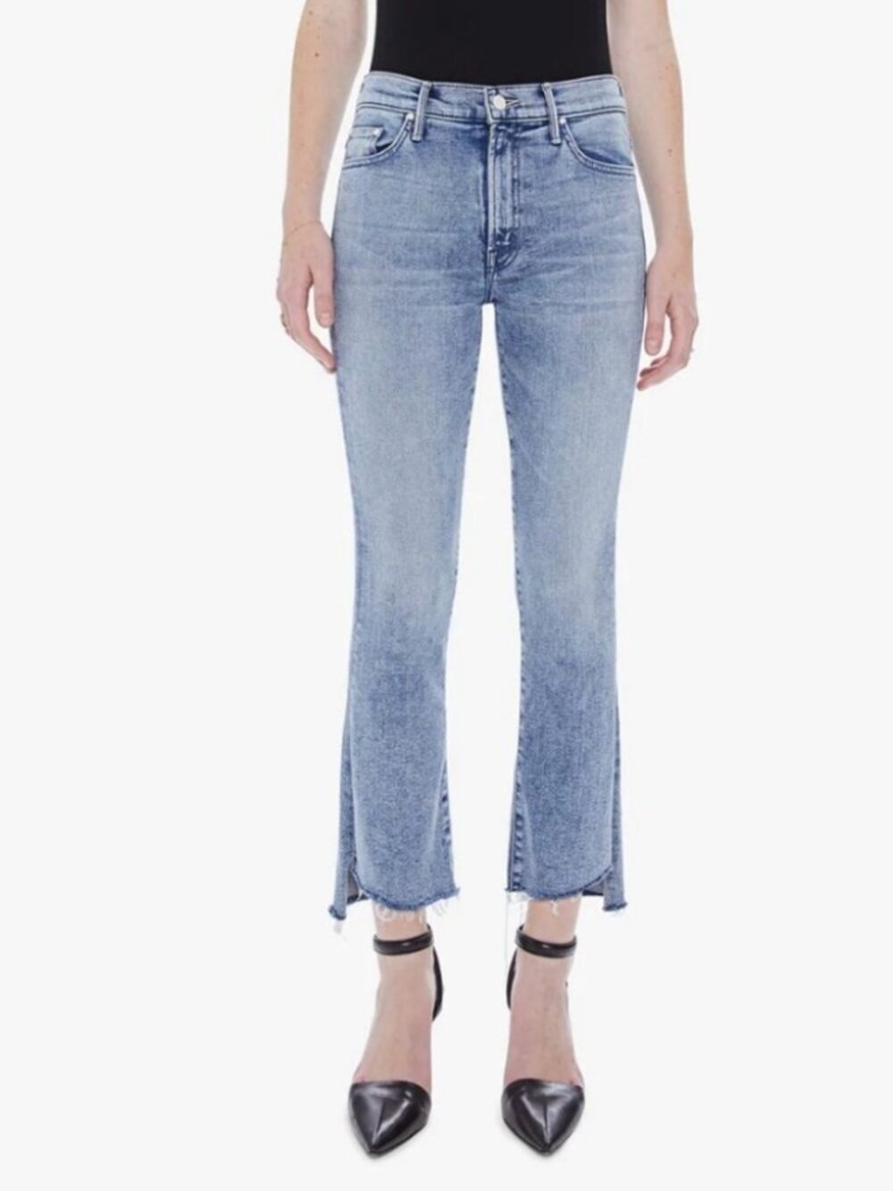 MOTHER The Insider Crop Step Fray Jeans in Twice Shy Size 25